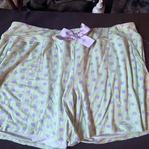 Soma Mint Green Pajama Top with Lavender Polka Dots Cool Nights